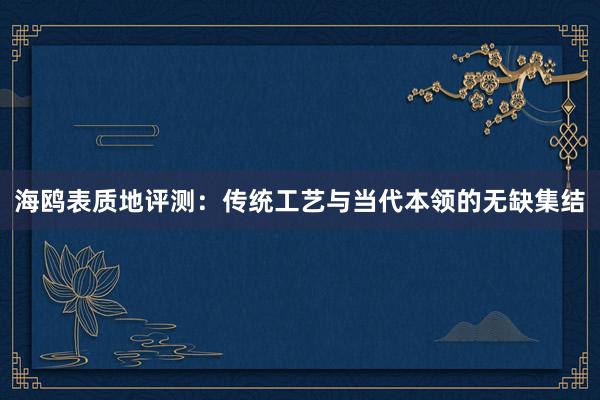 海鸥表质地评测：传统工艺与当代本领的无缺集结